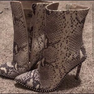 Snakeskin booties